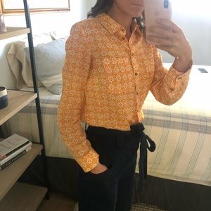 Orange patterned button up
